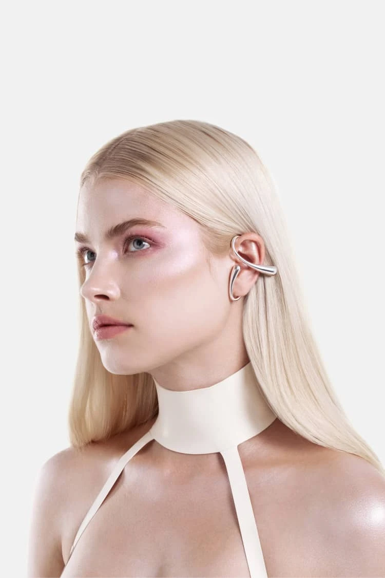 Two-Drop Ear Cuff - Silver 2 Two-Drop Ear Cuff - Silver - Image 2