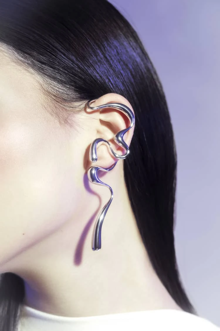 Large Silver Liquid Ear Cuff 1 Large Silver Liquid Ear Cuff