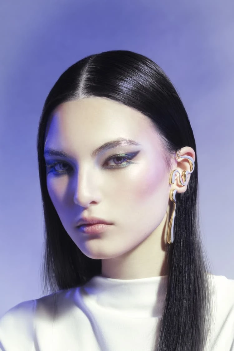 Large Gold And Lilac Liquid Ear Cuff 2 Large Gold And Lilac Liquid Ear Cuff - Image 2