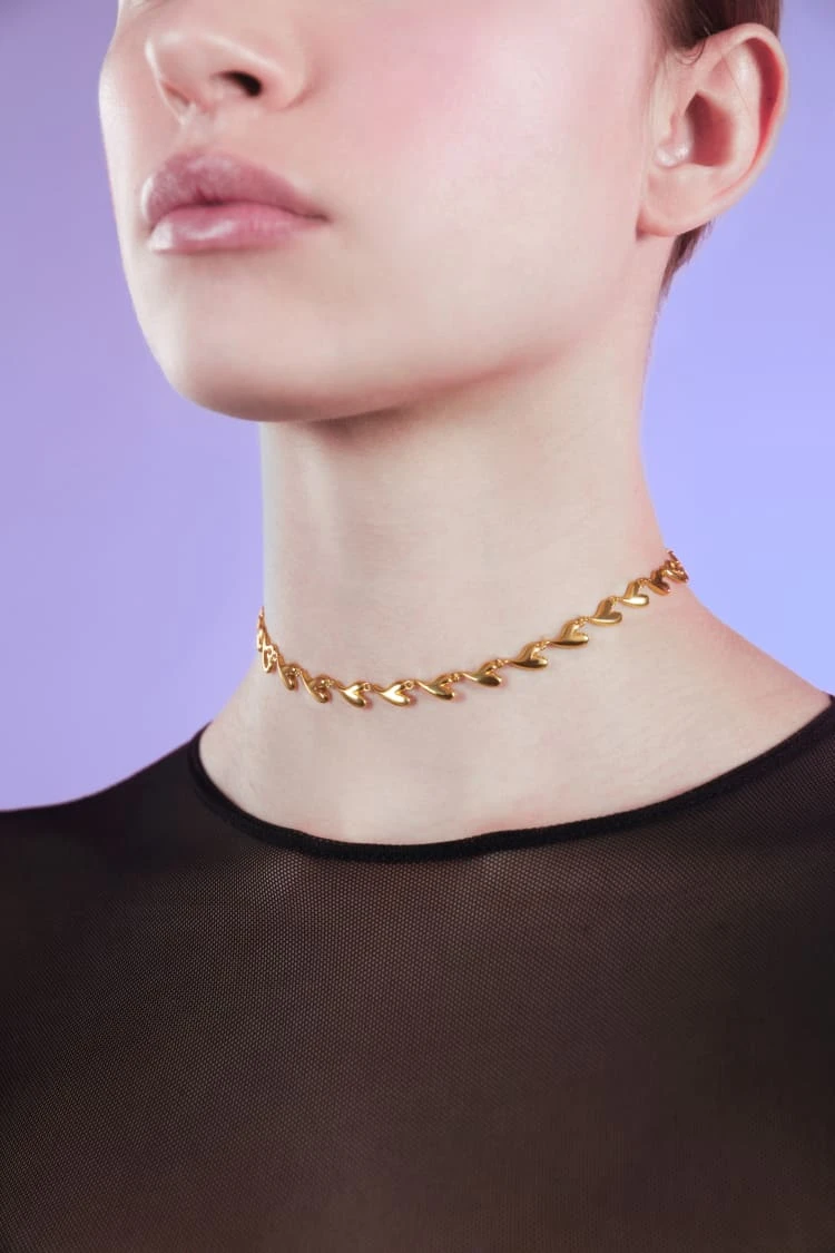 Gold Heart Chain Choker 1 Gold Heart Chain Choker