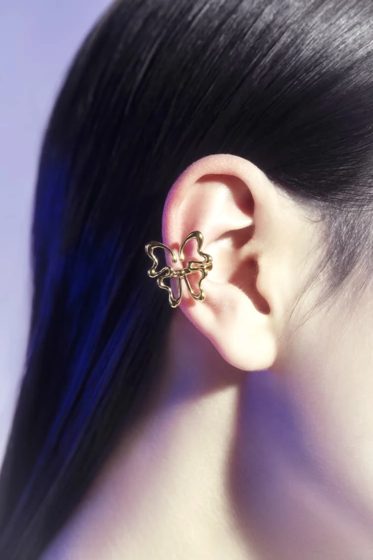 Gold Butterfly Huggie Ear Cuff 1 Gold Butterfly Huggie Ear Cuff