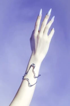 Silver Liquid Large Bangle Bracelet