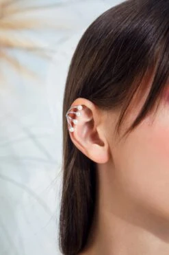 Silver Pearl Tiara Ear Cuff