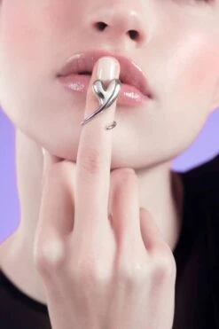 Silver Heart Shaped Love Midi Ring