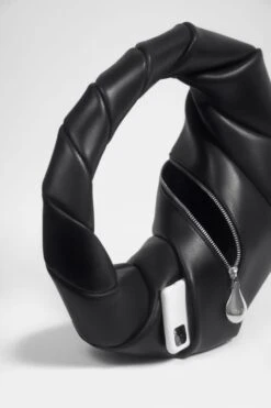 Black Leather Handbag -Mam Originals Shop 73 TWISTED001 gmfnsv