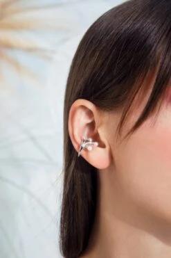 Silver Mini Pearls Ear Cuff