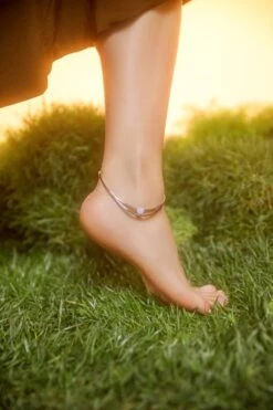 Silver Pearl Ankle Bracelet -Mam Originals Shop 75 39 EARTH1631 e1sguk