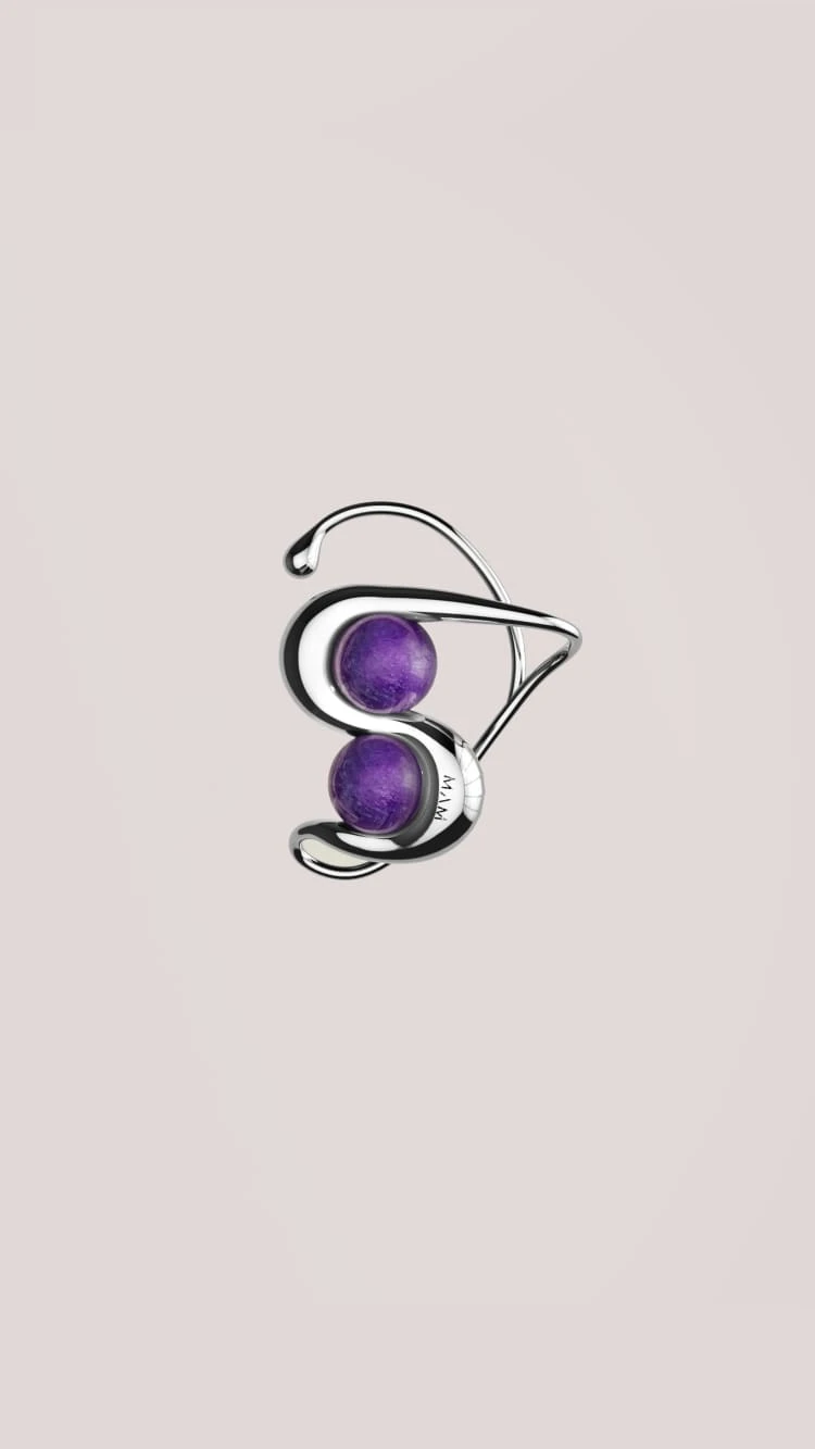 Silver Ear Cuff With Amethyst 5 Silver Ear Cuff With Amethyst - Image 5