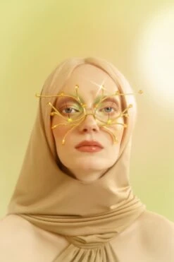 Gold Bold Face Jewel With Opal And Topaz Crystals