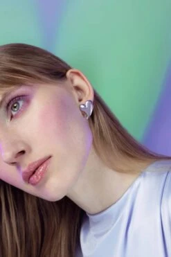 Silver Love Heart Stud Earring