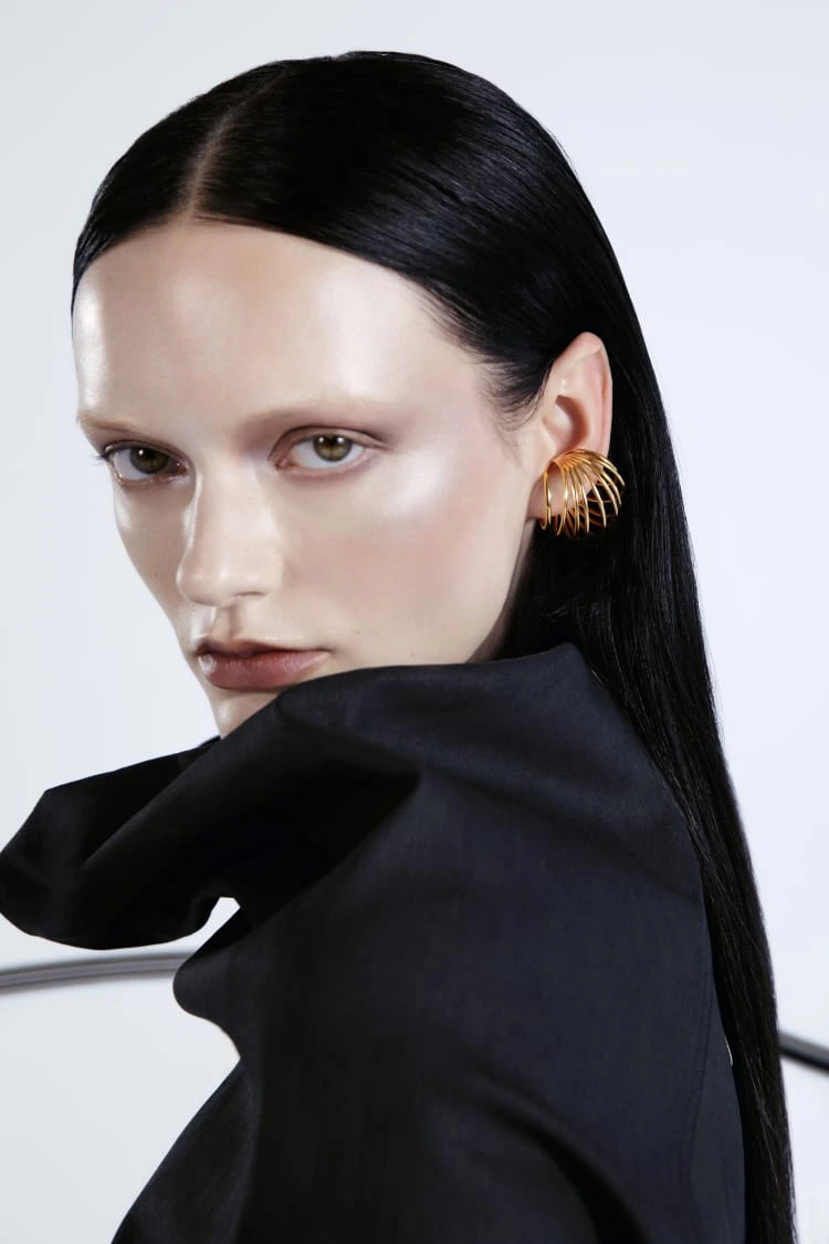 Gold Coil Sphere Ear Cuff 1 Gold Coil Sphere Ear Cuff