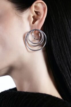 Silver Many Coils Hoop Earrings