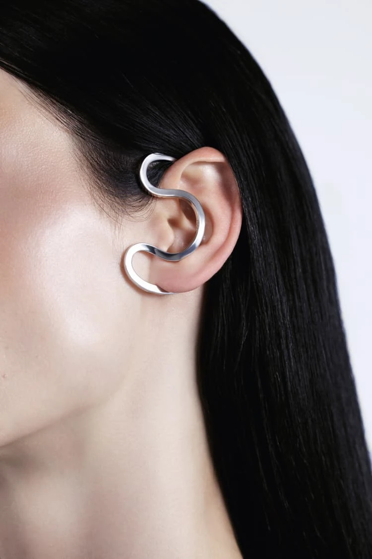 Silver Ear Cuff Around The Ear 2 Silver Ear Cuff Around The Ear - Image 2