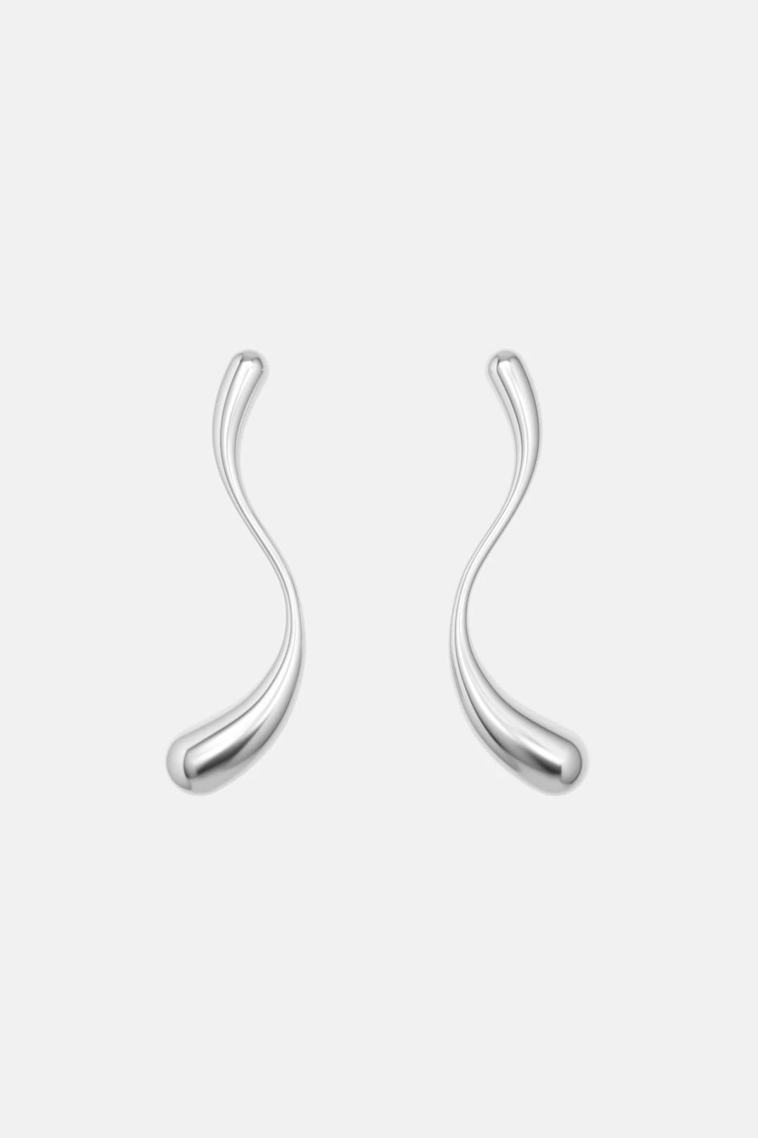 Large S-Shaped Drop Earrings - Silver 4 Large S-Shaped Drop Earrings - Silver - Image 4