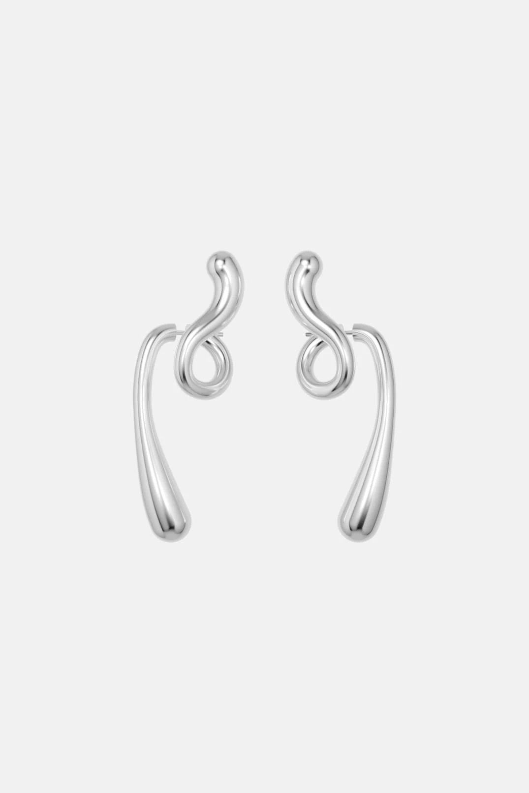 Large Twisted Drop Earrings - Silver 3 Large Twisted Drop Earrings - Silver - Image 3
