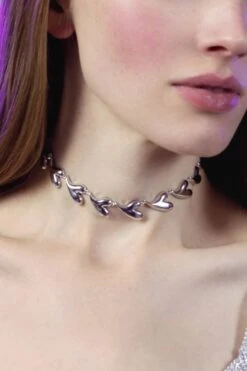 Silver Heart Choker